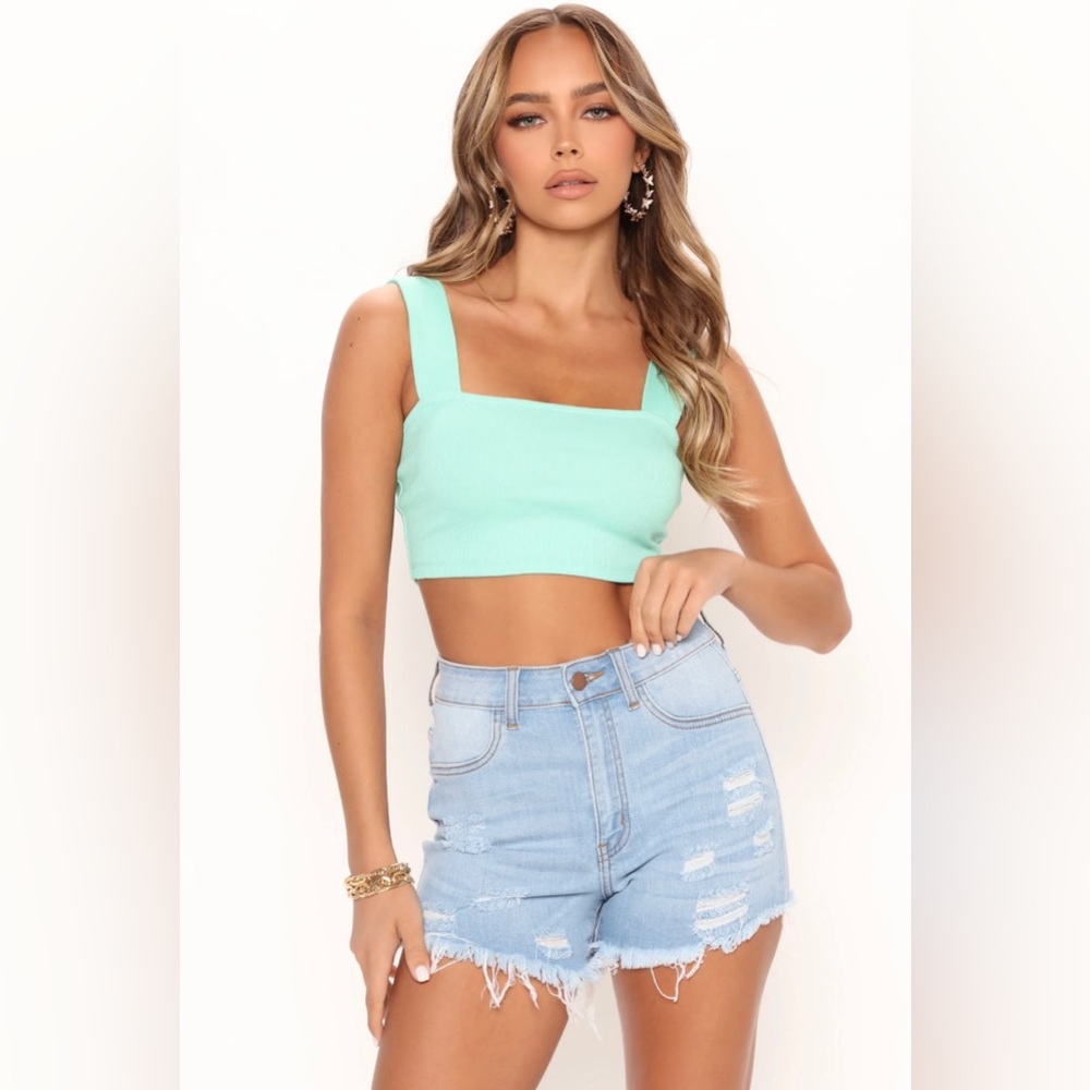 Hailey Crop Tank-Mint